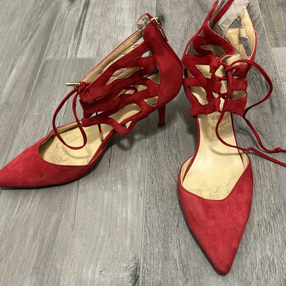 Red Ivanka Trump comfortable suede low heel shoes Size 10 no returns - Picture 7 of 16